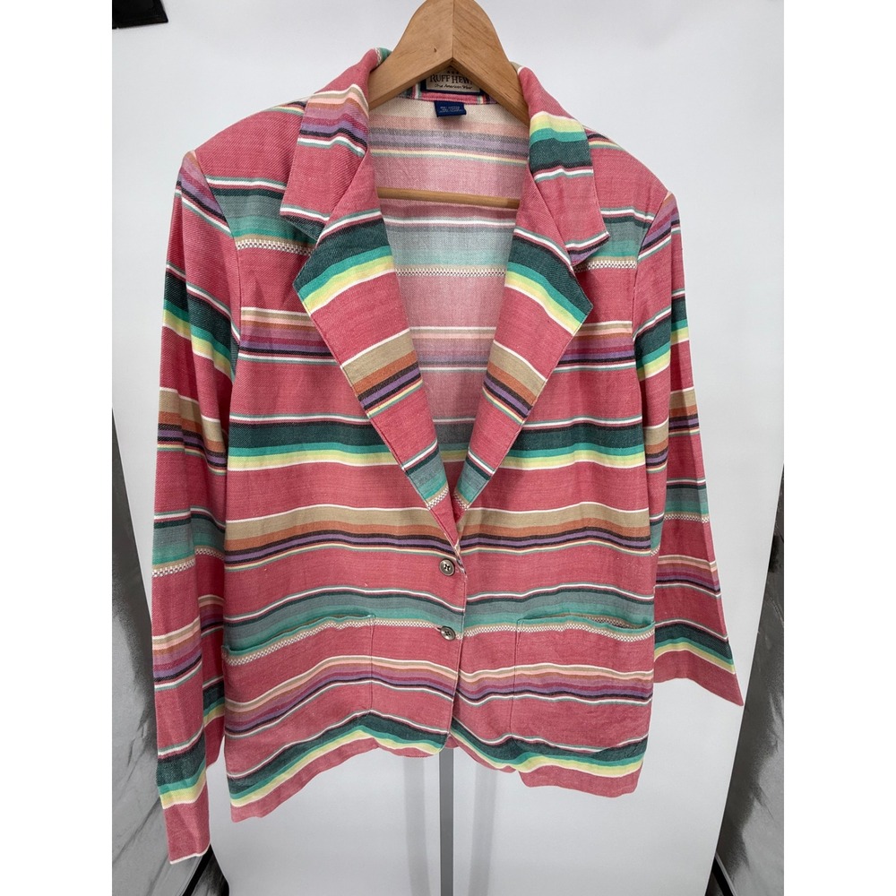 Ruff Hewn Striped Cotton Blazer Size L‎ Colorful Casual Career Jacket